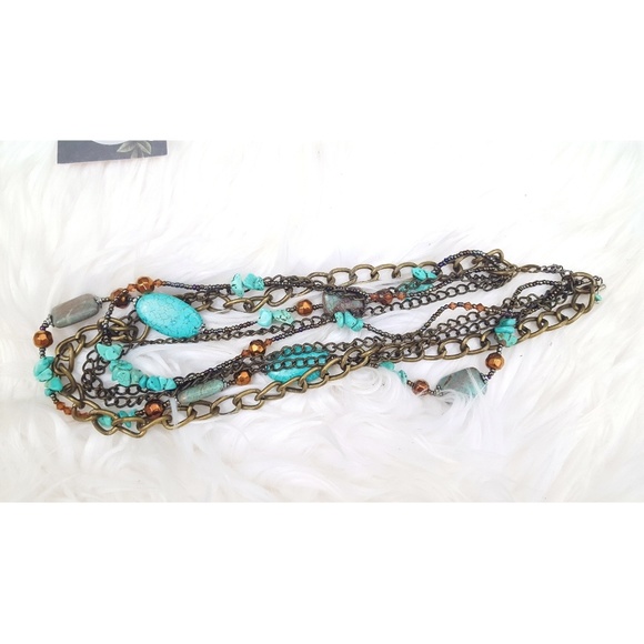 Faux Turquoise Multi-Chain Boho Necklace - Picture 4 of 6